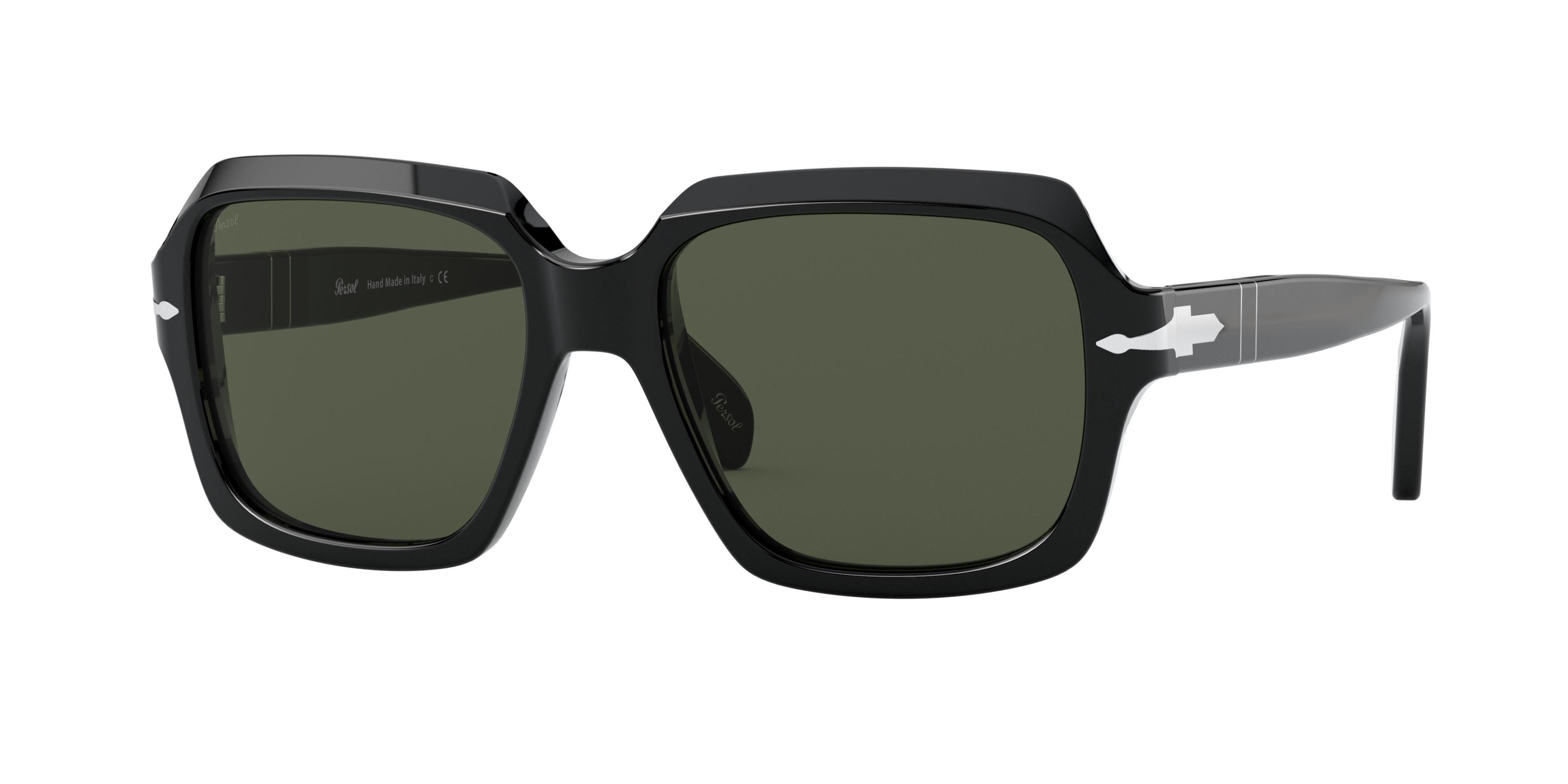 Persol Unisex PO0581S 95/31 Aurinkolasit Asetaatti Musta Vihreä Kyykky Normaali-image